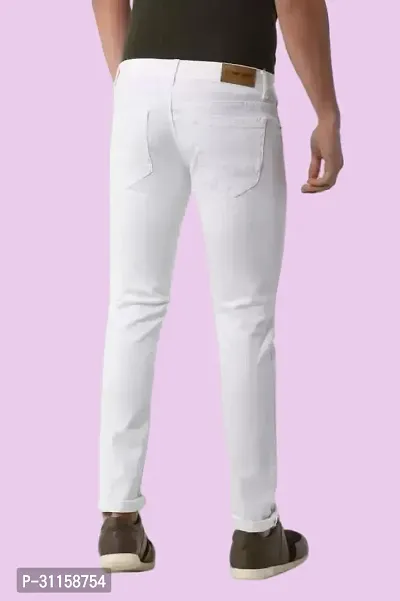 Stylish White Denim Mid-Rise Jeans For Men-thumb2