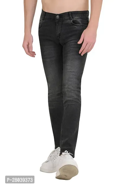 Stylish Black Cotton Blend Mid-Rise Jeans For Men-thumb0