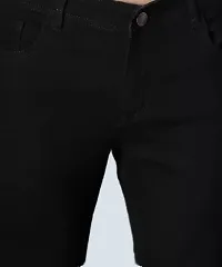 Stylish Black Denim Solid Mid-Rise Jeans For Men-thumb3