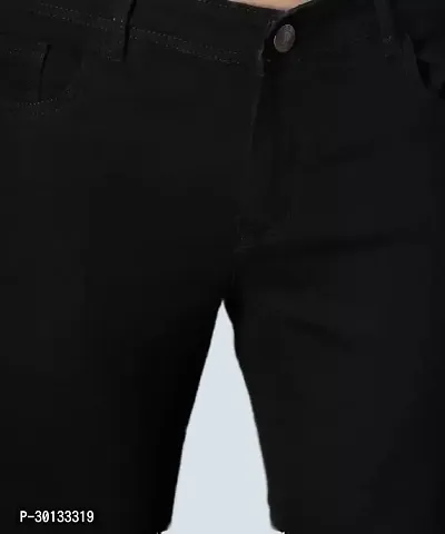 Stylish Black Denim Solid Mid-Rise Jeans For Men-thumb4