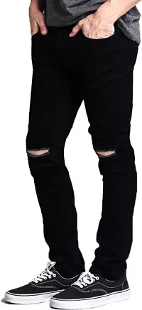 Stylish Cotton Blend Solid Mid-Rise Jeans For Men Pack Of 1-thumb2