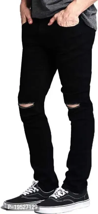 Stylish Cotton Blend Solid Mid-Rise Jeans For Men Pack Of 1-thumb3