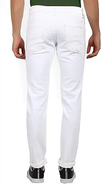 Stylish White Cotton Blend Mid-Rise Jeans For Men-thumb1