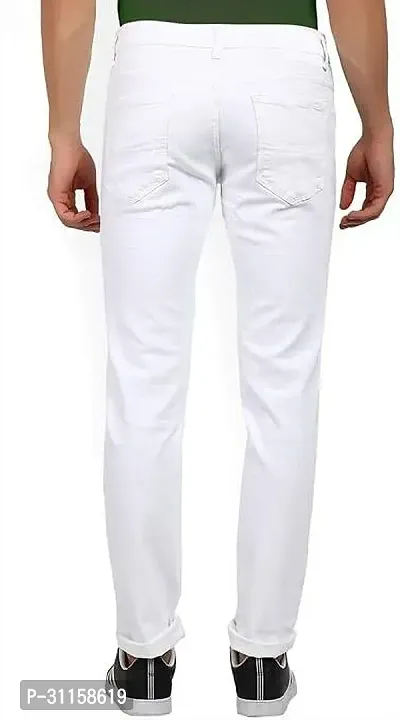 Stylish White Cotton Blend Mid-Rise Jeans For Men-thumb2