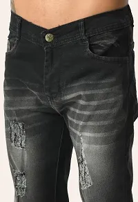 Stylish Dark Grey Cotton Blend Mid-Rise Jeans For Men-thumb2