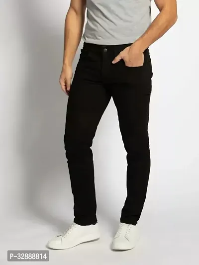 Stylish Black Denim Mid-Rise Jeans For Men-thumb0