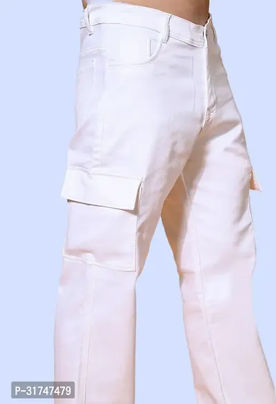 Elegant White Denim Solid Jeans For Men-thumb4