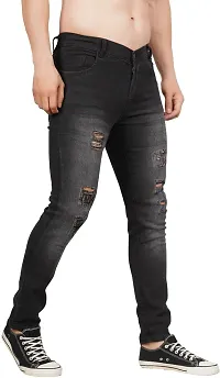 Stylish Grey Cotton Blend Mid-Rise Jeans For Men-thumb1