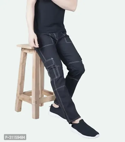 Stylish Black Cotton Blend Mid-Rise Jeans For Men