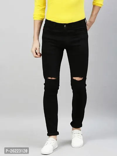 Stylish Lycra Blend Mid-Rise Jeans For Men-thumb0