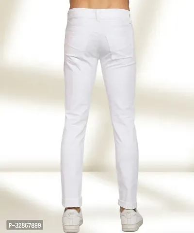 Stylish Denim White Solid Mid-Rise Jeans For Men-thumb2