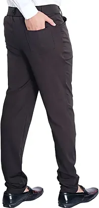 Linaria Stylish Black Lycra Blend Solid Regular Fit Trouser For Men-thumb2