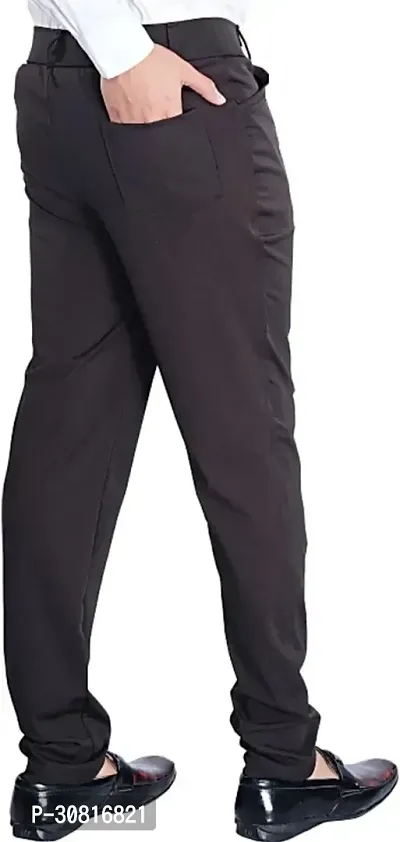 Linaria Stylish Black Lycra Blend Solid Regular Fit Trouser For Men-thumb3