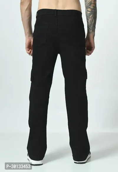 Stylish Black Denim Solid Mid-Rise Jeans For Men-thumb2