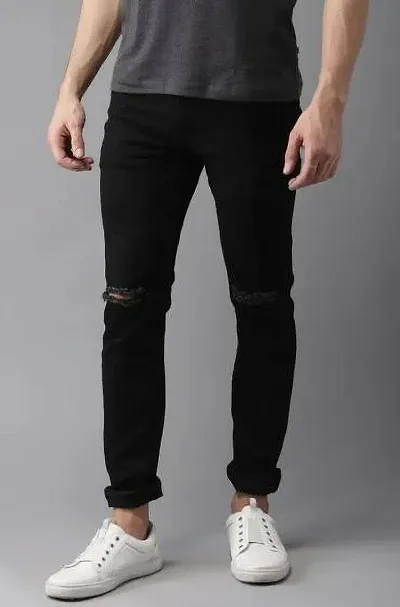 Best Quality Black Knee Cut Jeans For Men At Best Price