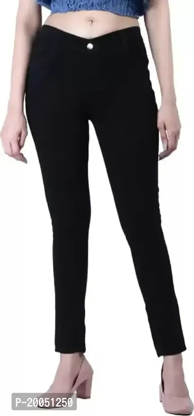 Linaria Women Black Plain Stretchable Denim Jeans