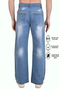 Elegant Light Blue Cotton Blend Solid Jeans For Men-thumb1