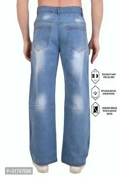 Elegant Light Blue Cotton Blend Solid Jeans For Men-thumb2