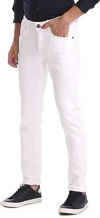 Reliable White Cotton Blend Mid-Rise Jeans For Men-thumb1