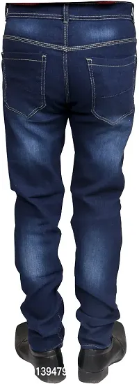 Stylish Blue Denim Faded Mid-Rise Jeans For Men-thumb2