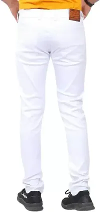 Stylish White Denim Solid Mid-Rise Jeans For Men-thumb1