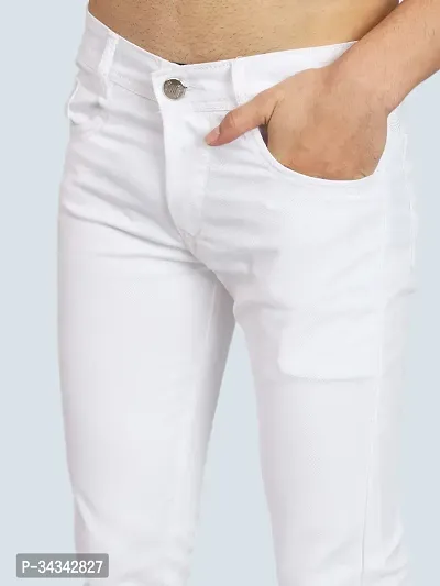 Elegant White Denim Solid Jeans For Men And Boys-thumb4