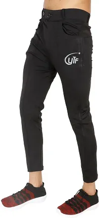 Linaria Stylish Black Lycra Blend Solid Regular Fit Trouser For Men-thumb1