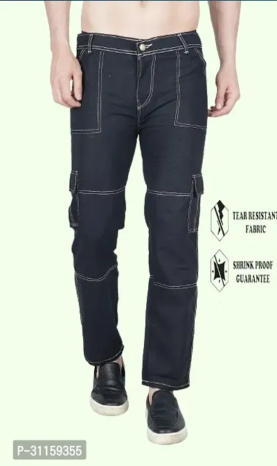 Stylish Black Cotton Blend Mid-Rise Jeans For Men-thumb0