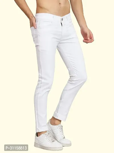 Stylish White Cotton Blend Mid-Rise Jeans For Men-thumb4