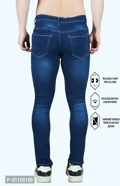 Stylish Blue Cotton Blend Mid-Rise Jeans For Men-thumb2