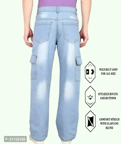 Stylish Blue Cotton Blend Mid-Rise Jeans For Men-thumb2