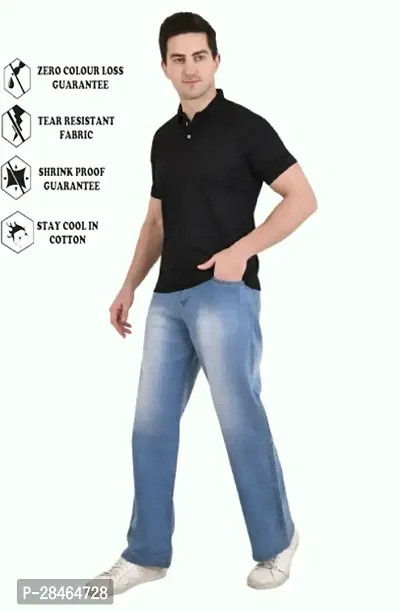 Stylish Blue Denim Solid Mid-Rise Jeans For Men-thumb5