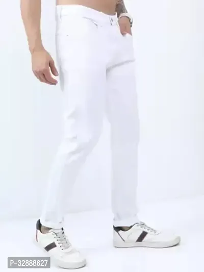 Stylish White Denim Mid-Rise Jeans For Men-thumb3