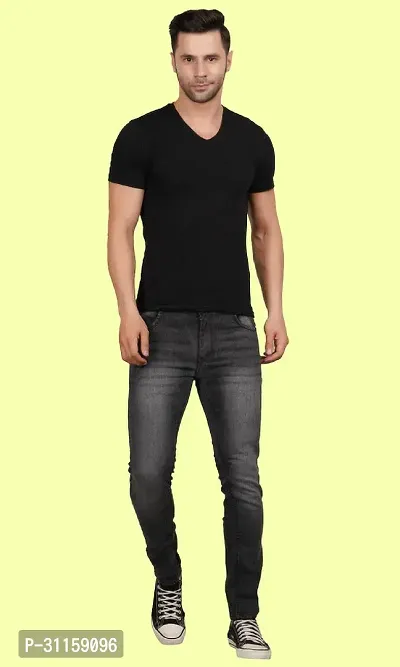 Stylish Grey Cotton Blend Mid-Rise Jeans For Men-thumb3