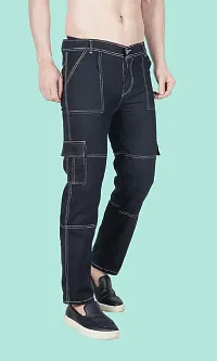 Stylish Black Denim Solid Mid-Rise Jeans For Men-thumb2