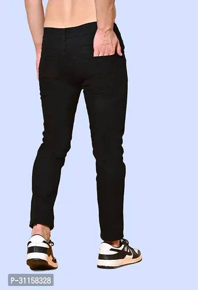 Stylish Black Denim Mid-Rise Jeans For Men-thumb2