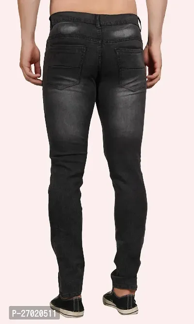 Classic Grey Cotton Blend Solid Jeans For Men-thumb2