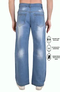 Stylish Blue Denim Solid Mid-Rise Jeans For Men-thumb1