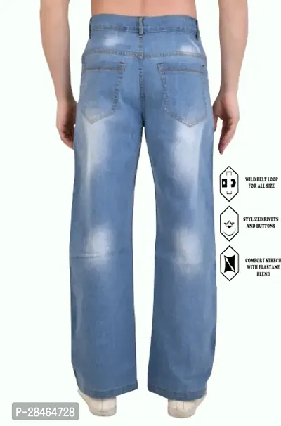 Stylish Blue Denim Solid Mid-Rise Jeans For Men-thumb2