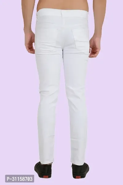 Stylish White Cotton Blend Mid-Rise Jeans For Men-thumb2