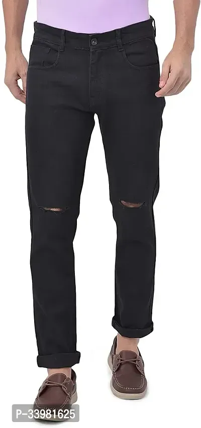 Comfortable Black Denim Mid-Rise Jeans For Men-thumb0