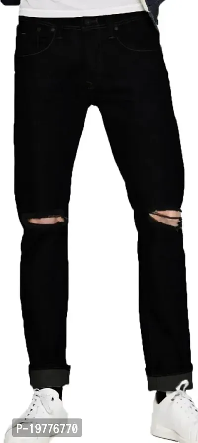 Reliable Black Denim Mid-Rise Jeans For Men-thumb0