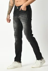 Stylish Grey Denim Distress Mid-Rise Jeans For Men-thumb2