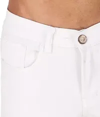 Stylish White Denim Distress Mid-Rise Jeans For Men-thumb3