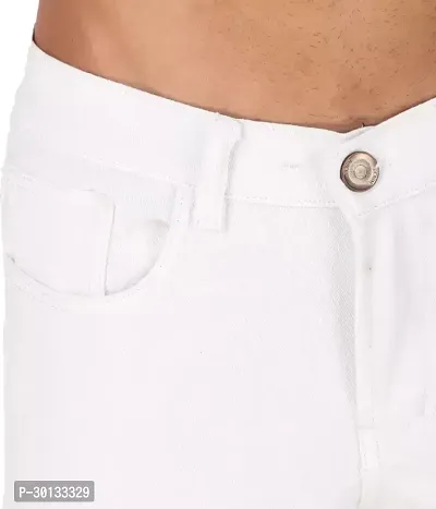 Stylish White Denim Distress Mid-Rise Jeans For Men-thumb4