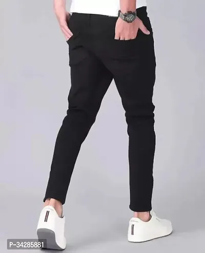 Stylish Black Denim Distress Mid-Rise Jeans For Men-thumb2