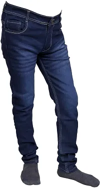 Stylish Blue Denim Faded Mid-Rise Jeans For Men-thumb1