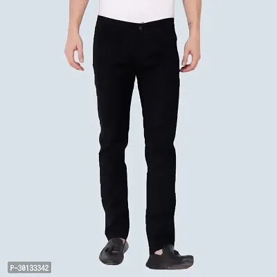 Stylish Black Denim Solid Mid-Rise Jeans For Men-thumb0