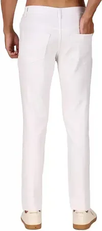 Stylish White Denim Solid Mid-Rise Jeans For Men-thumb1