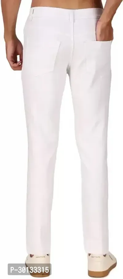 Stylish White Denim Solid Mid-Rise Jeans For Men-thumb2